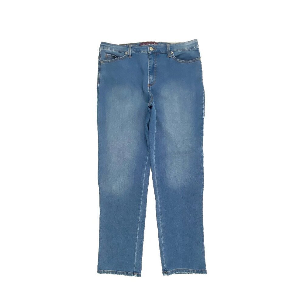 Gloria Vanderbilt Amanda 2.0 Straight Leg Women's size 14 Medium Blue Denim Jean